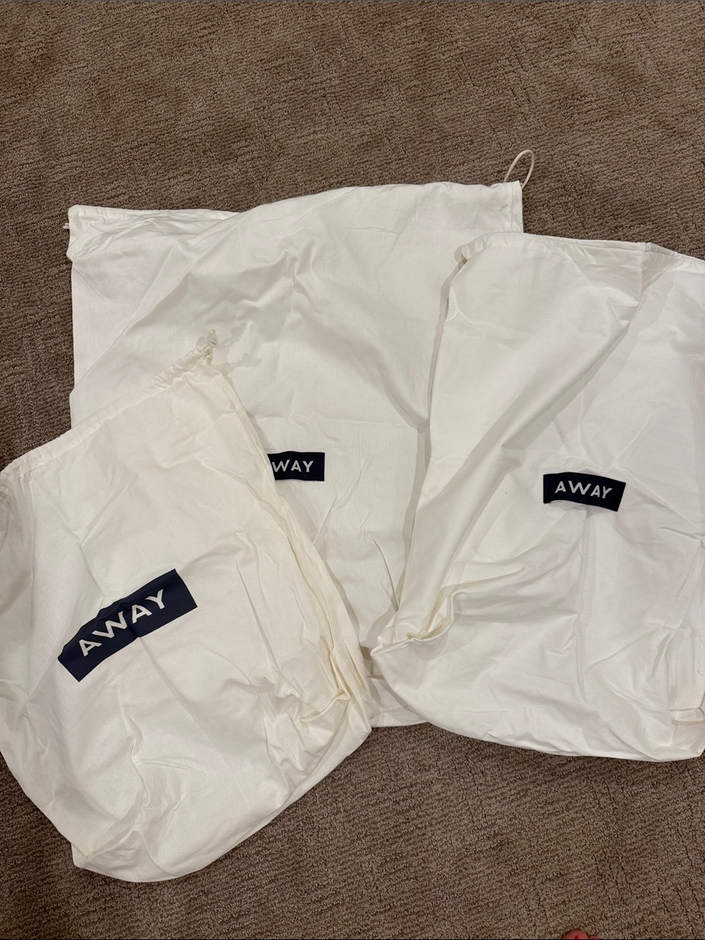 Away White Drawstring dust Bag Set with Navy Logo